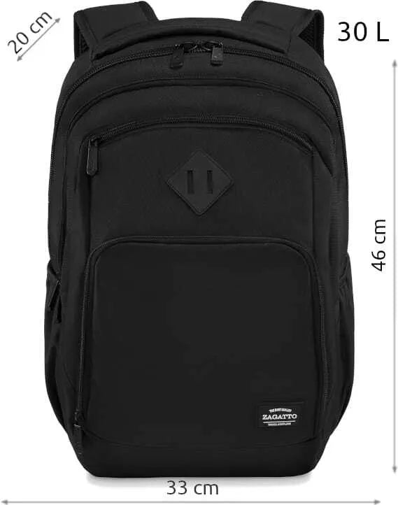 Men's black backpack with laptop compartment 30L Neser