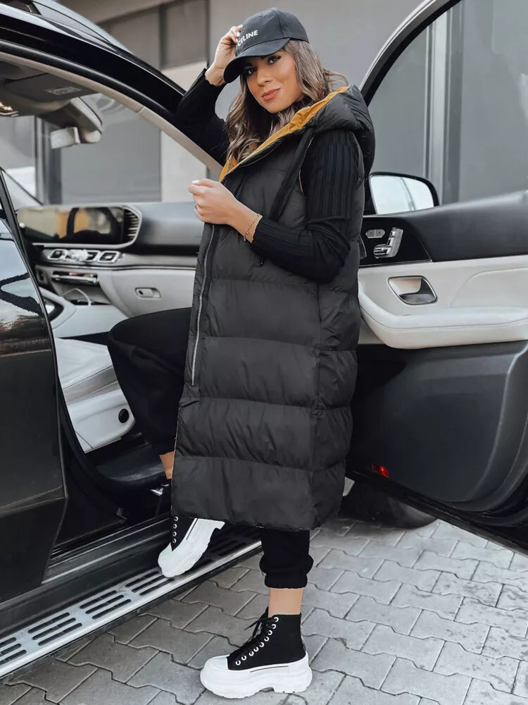 Long black vest with brown lining Neki