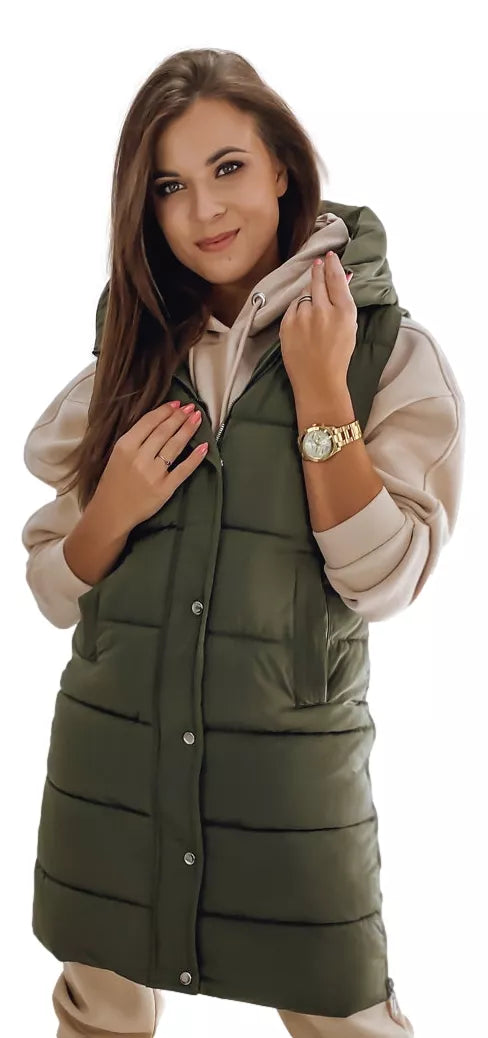 Khaki hooded vest Noelin