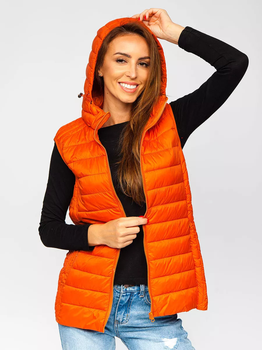 Caramel-colored hooded vest Dzil