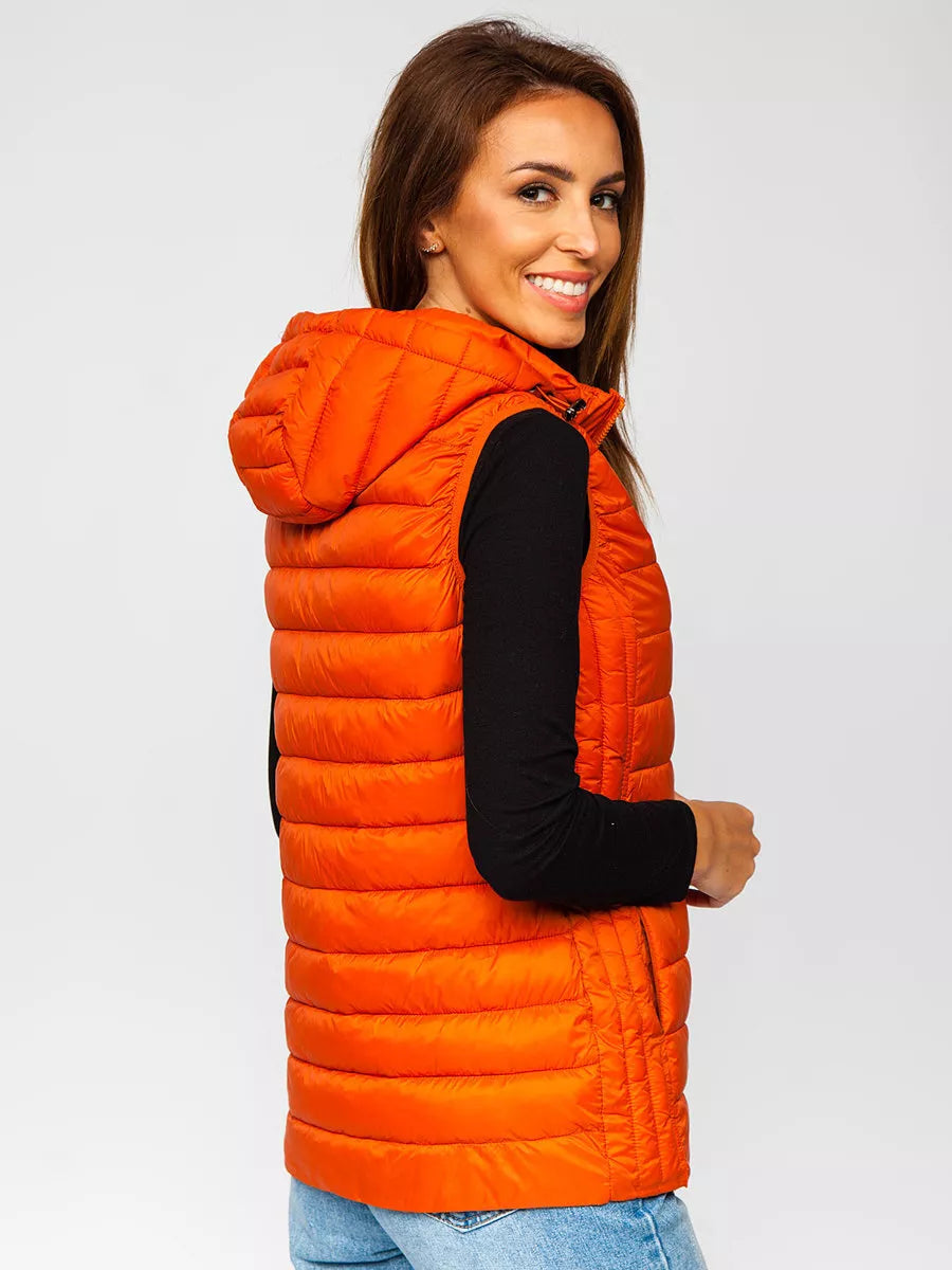 Caramel-colored hooded vest Dzil