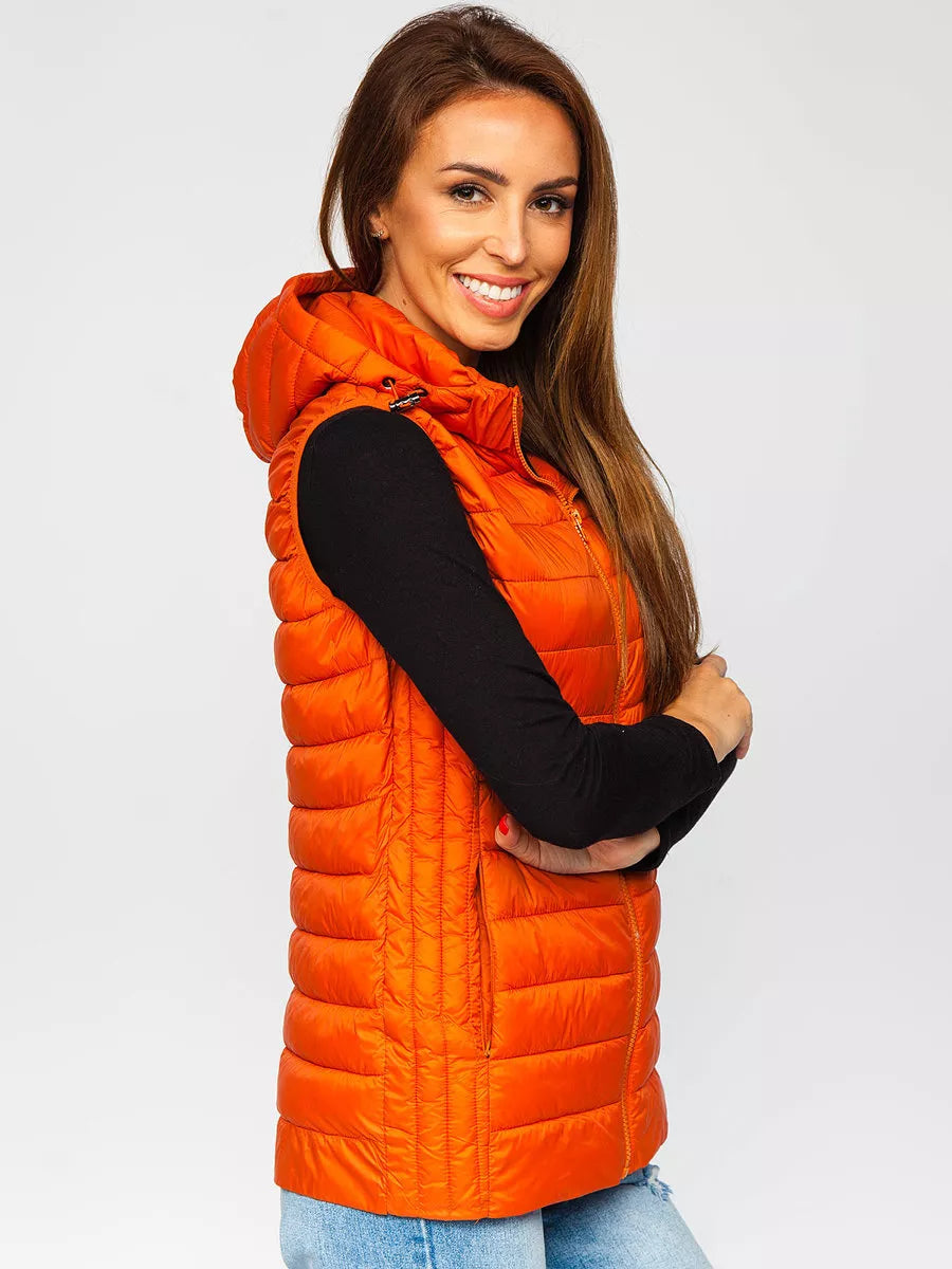 Caramel-colored hooded vest Dzil