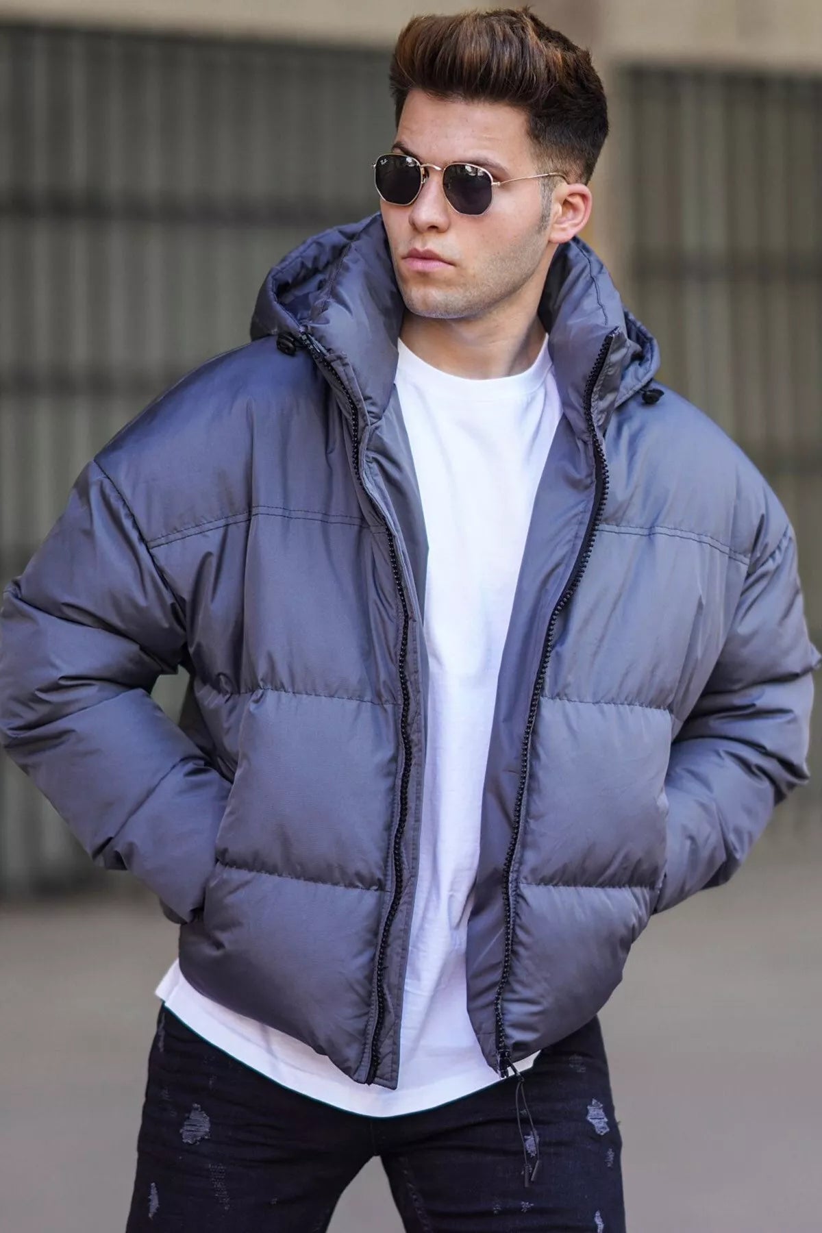 Men's grey jacket with hood Jack