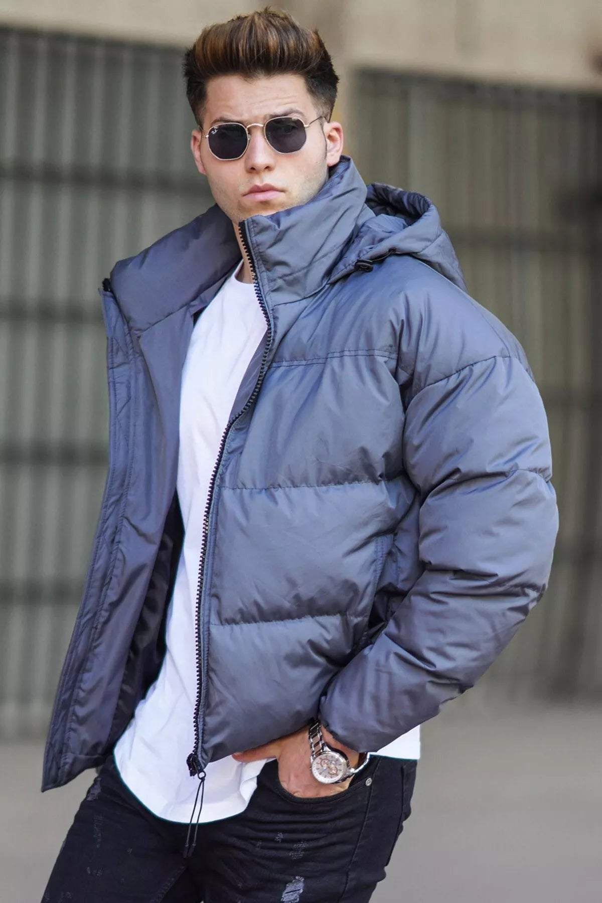 Men's grey jacket with hood Jack