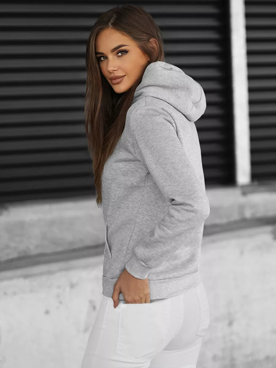 Grey women's sweatshirt with a hood Molin