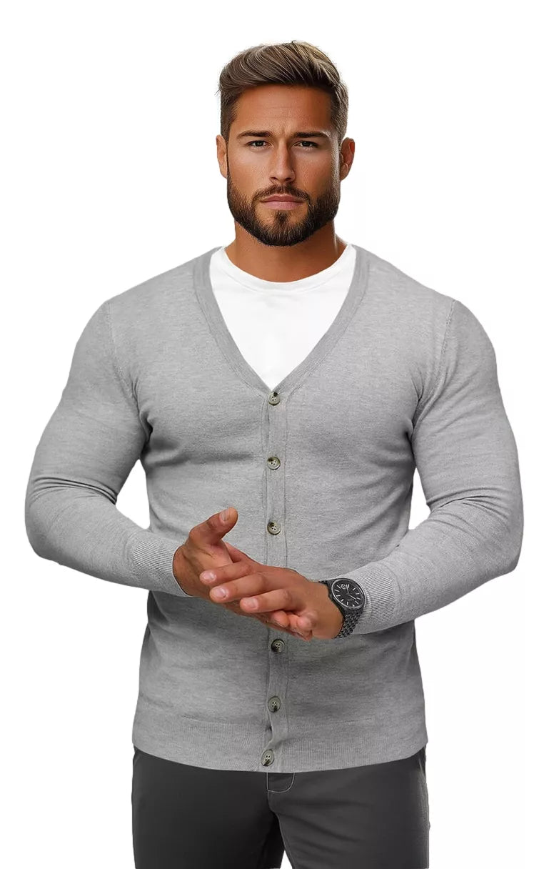 Men's gray button-down sweater Otom