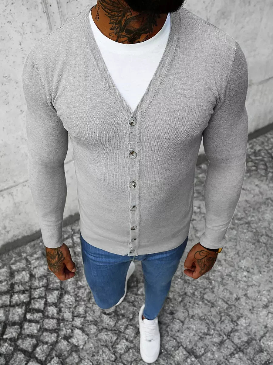 Men's gray button-down sweater Otom