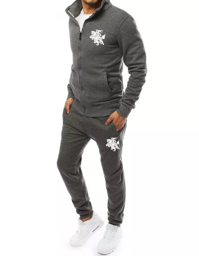 Grey men's tracksuit without a hood.