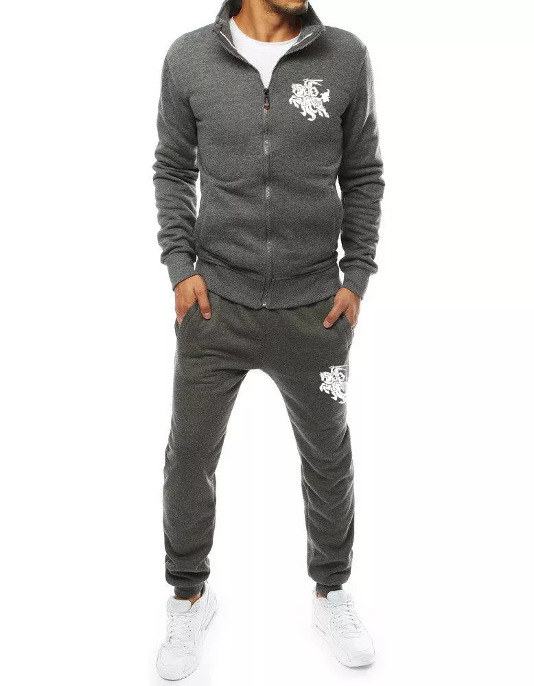 Grey men's tracksuit without a hood.