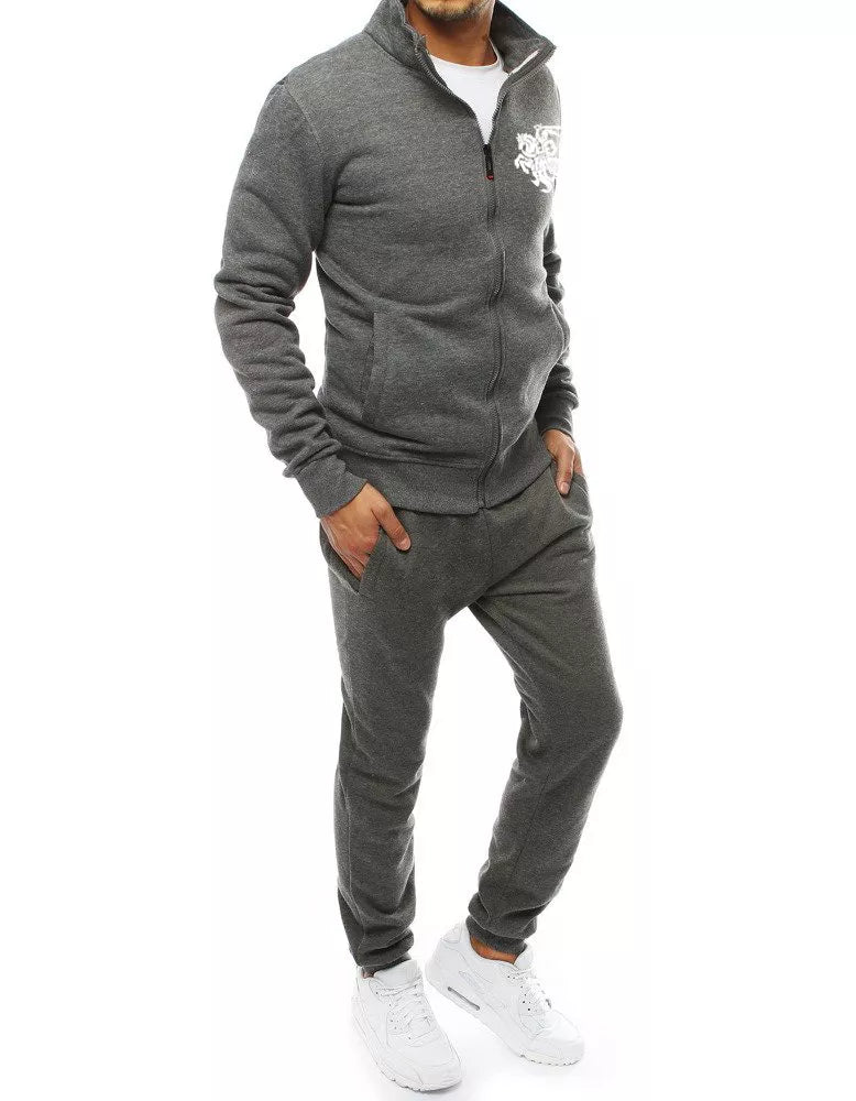 Grey men's tracksuit without a hood.