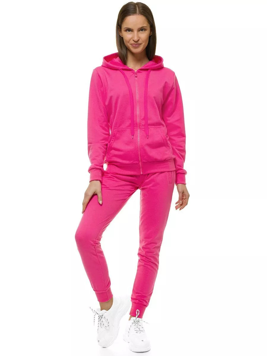 Thin pink women's hooded tracksuit Leia