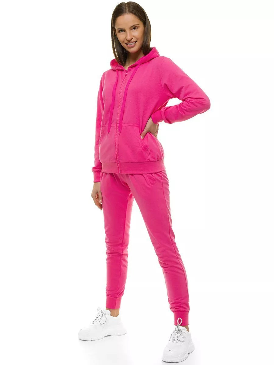 Thin pink women's hooded tracksuit Leia