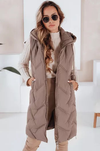Women's dark brown long vest Lino