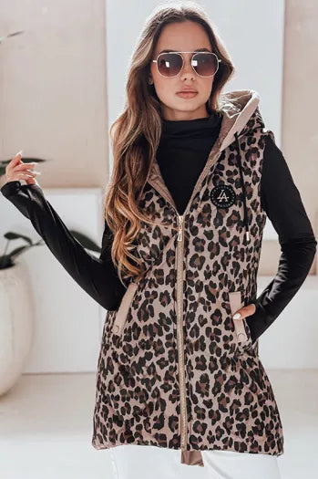 Women's brown leopard print vest Elmera