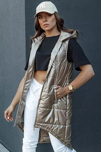 Women's brown long vest Meris 