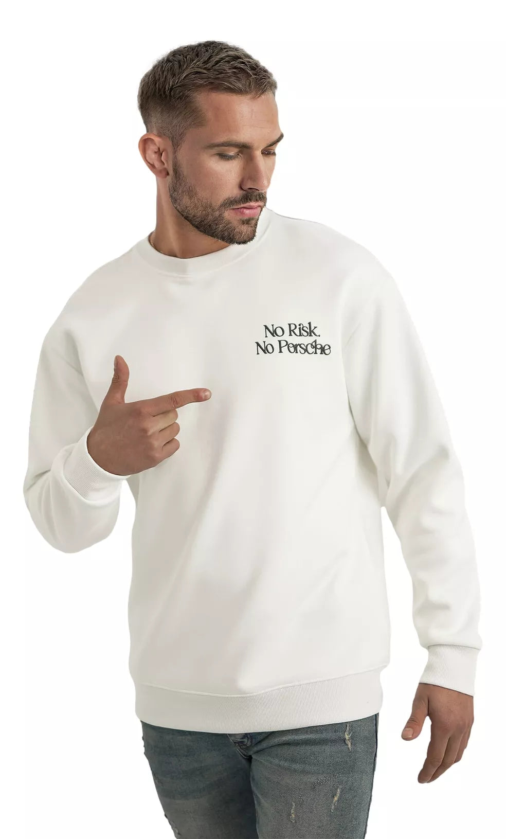 Men's white hoodie Risk