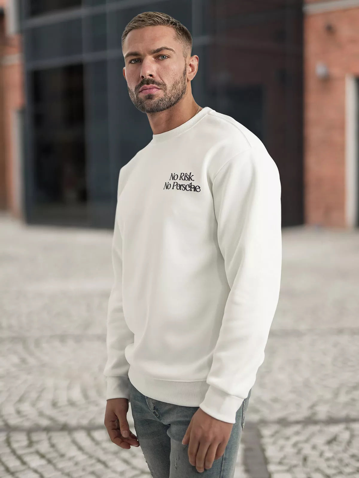 Men's white hoodie Risk