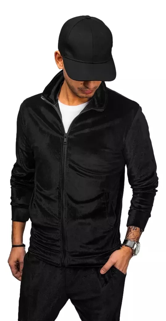 Men's black velour sweater Onil