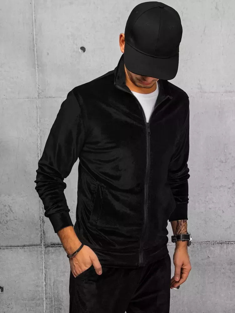 Men's black velour sweater Onil