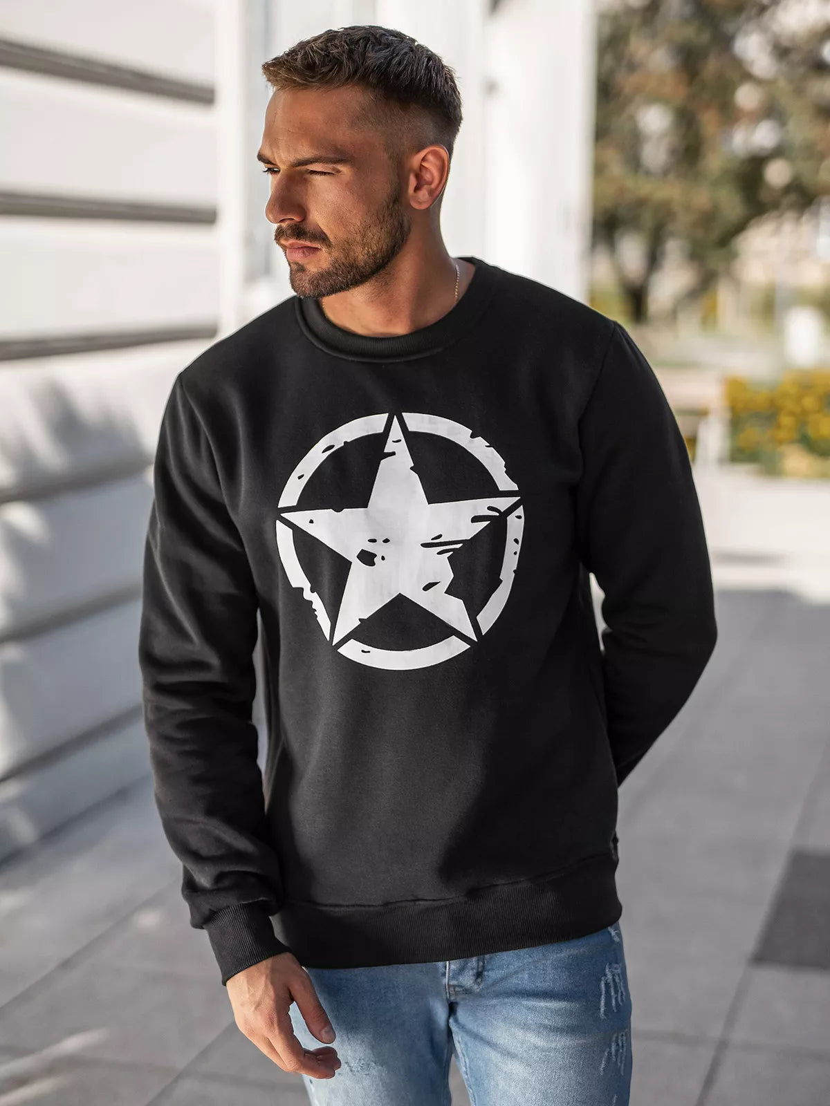 Men's black sweater Military star