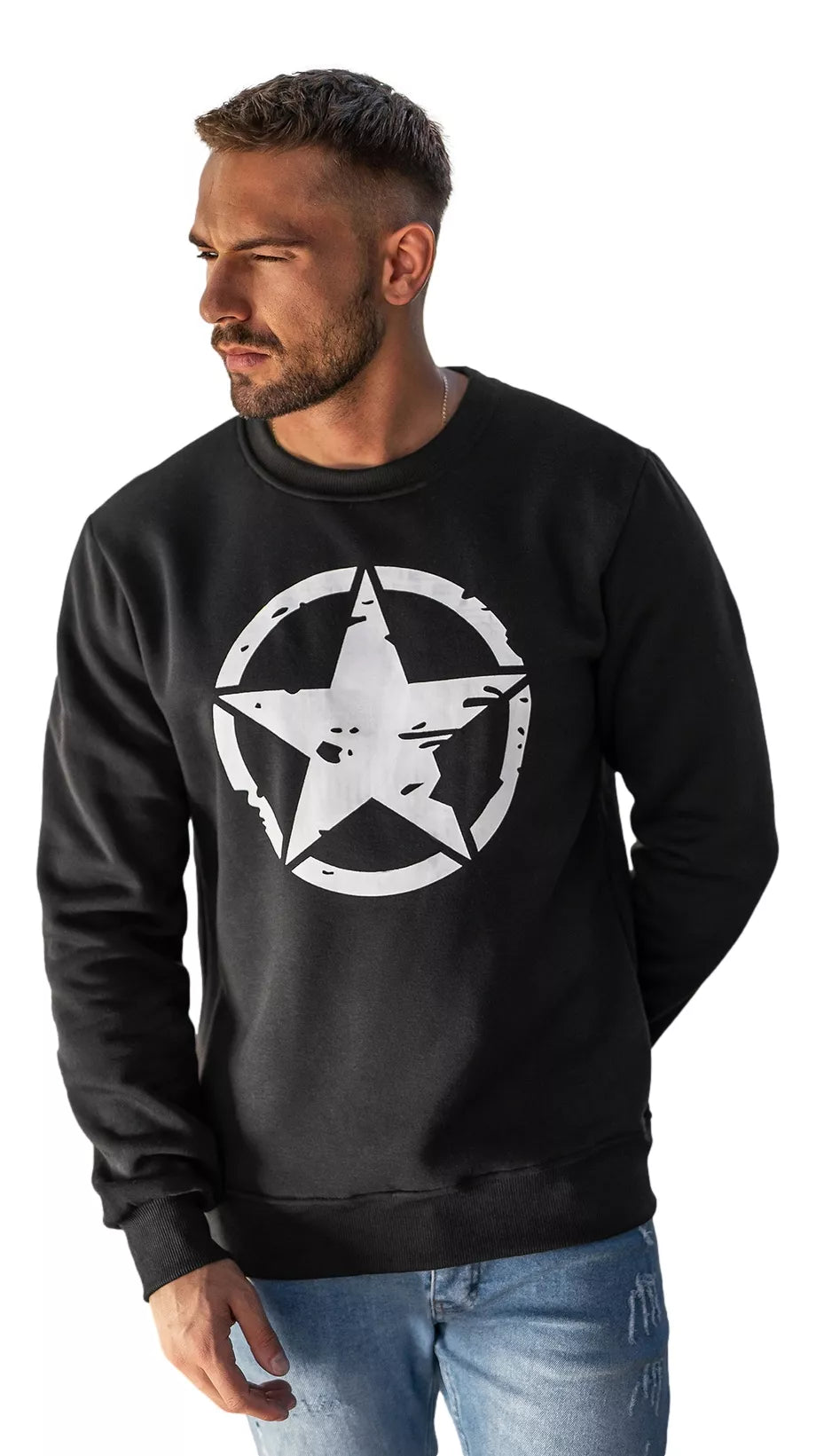 Men's black sweater Military star