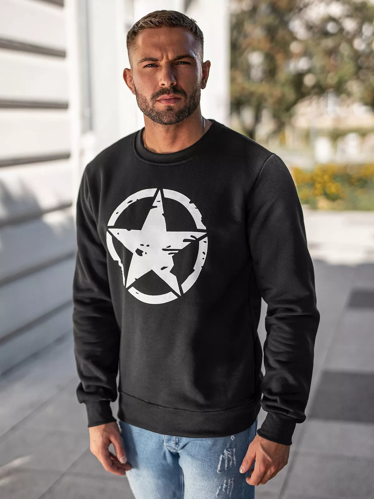 Men's black sweater Military star