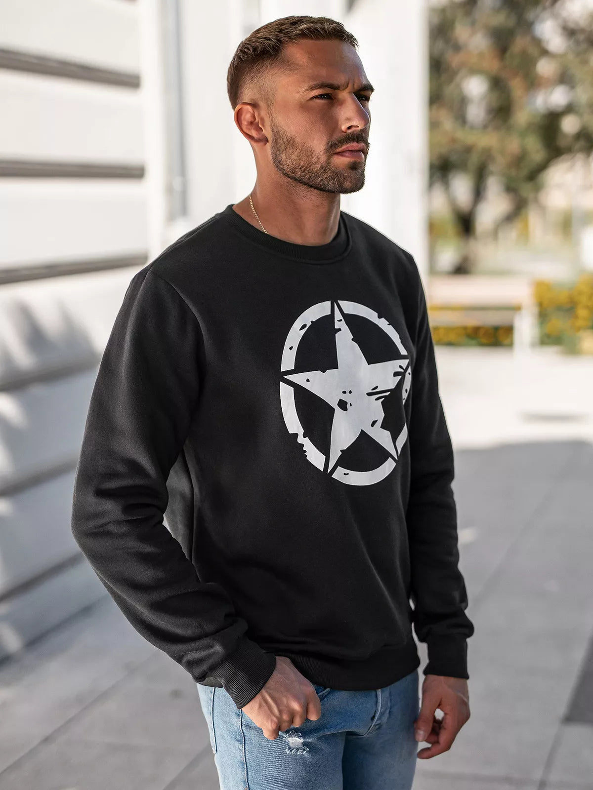 Men's black sweater Military star