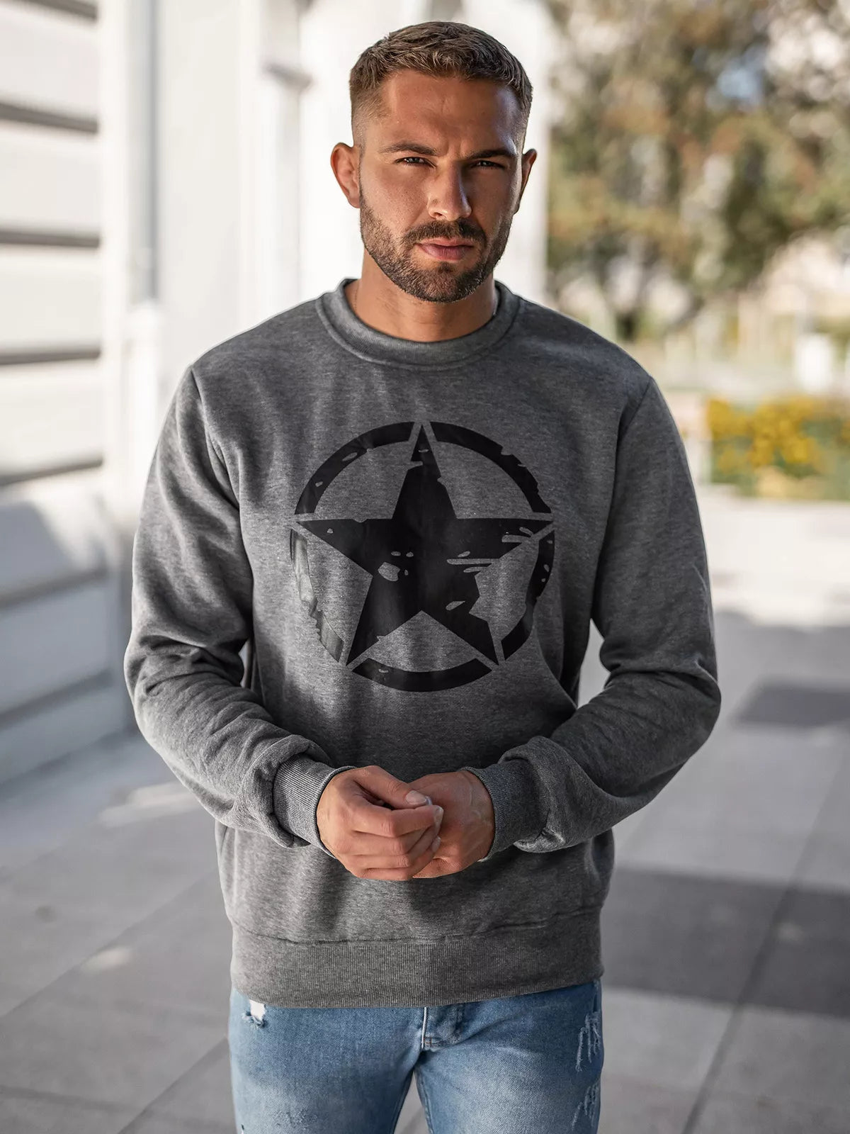 Men's dark gray sweater Military star