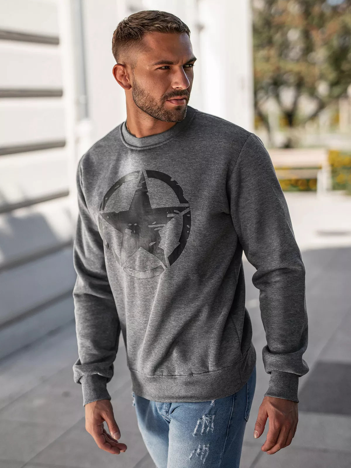 Men's dark gray sweater Military star