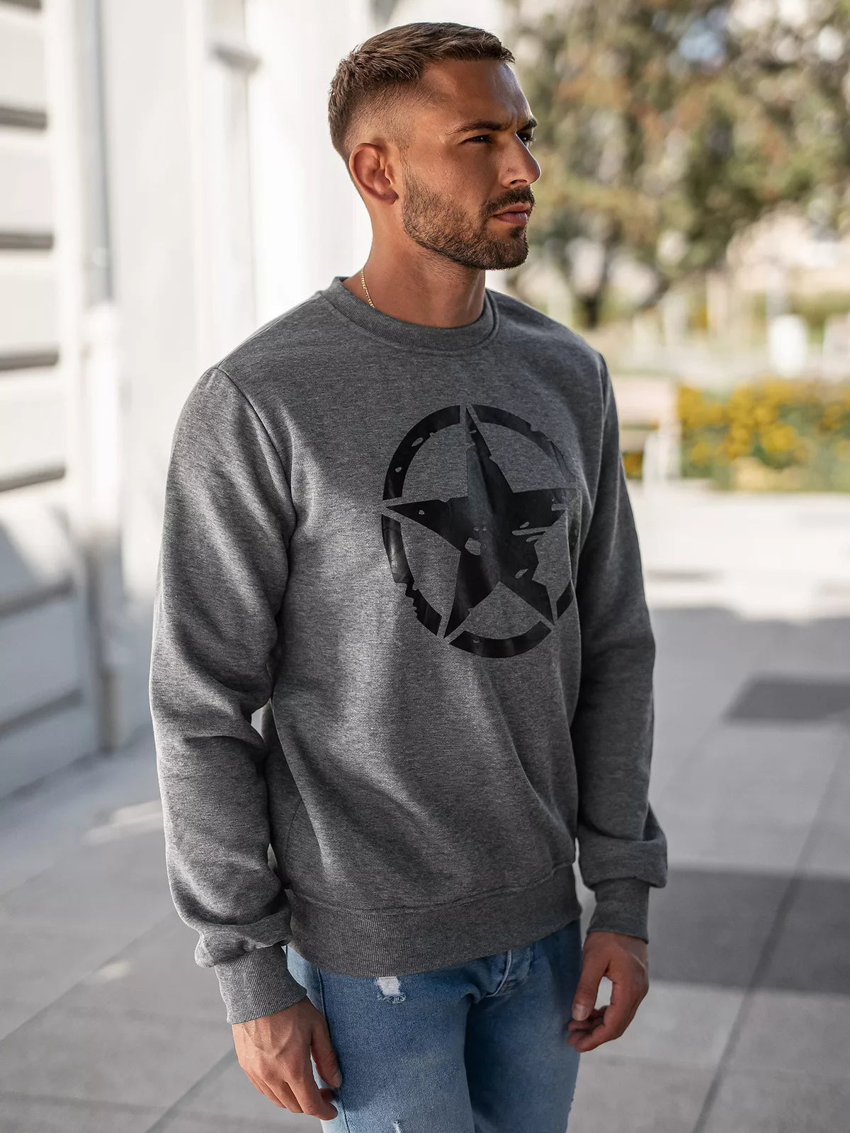 Men's dark gray sweater Military star