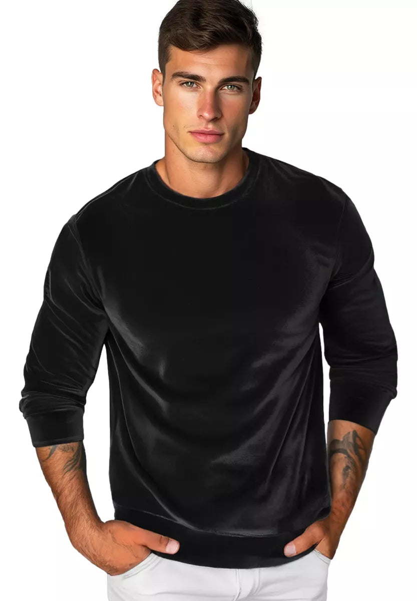 Men's black velour sweater Drain