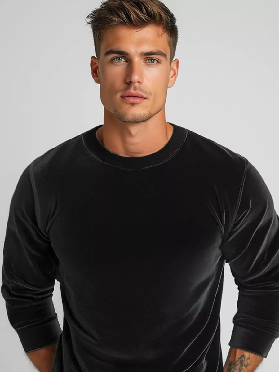 Men's black velour sweater Drain