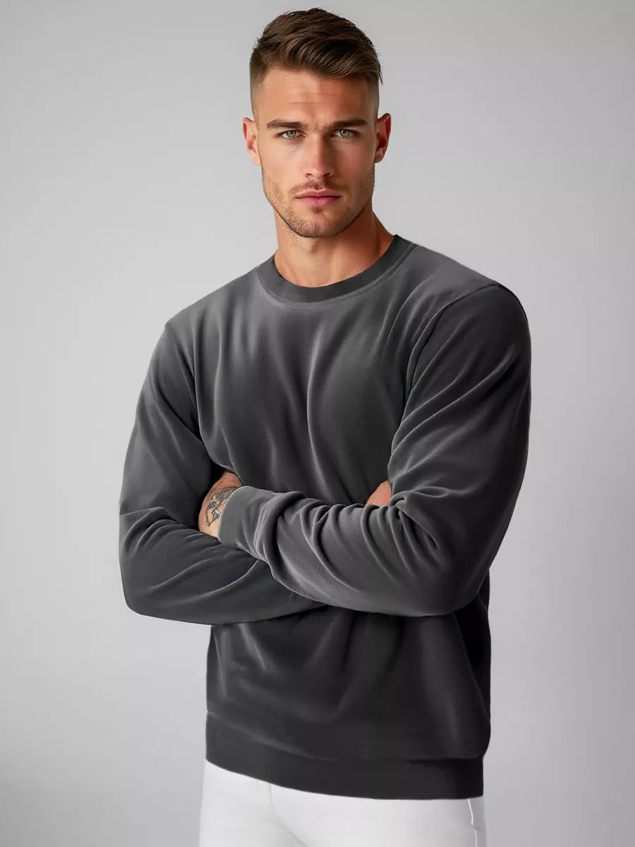 Men's dark gray velour sweater Drain