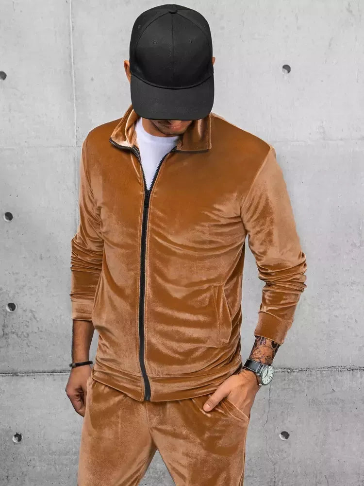 Men's brown velour sweater Onil