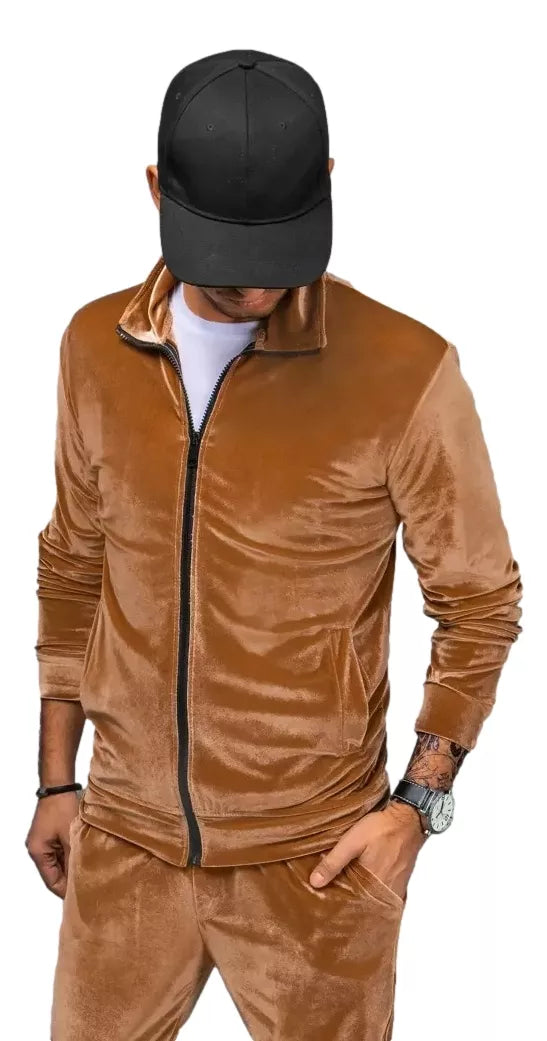 Men's brown velour sweater Onil