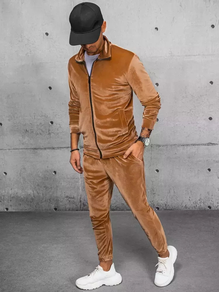 Men's brown velour sweater Onil