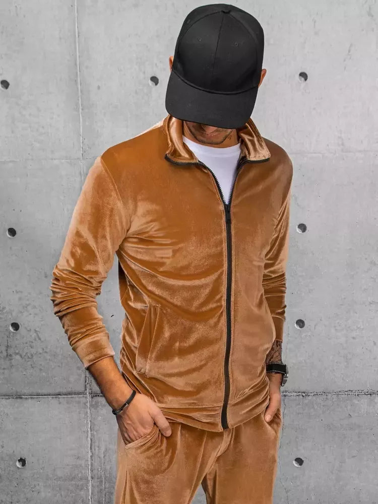 Men's brown velour sweater Onil