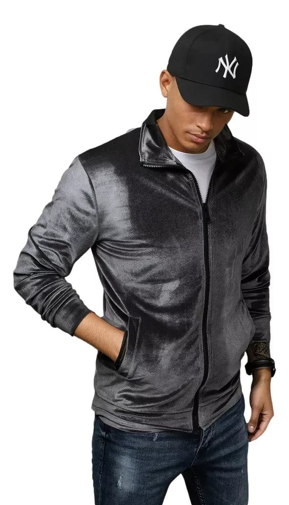 Men's dark gray velour sweater Onil