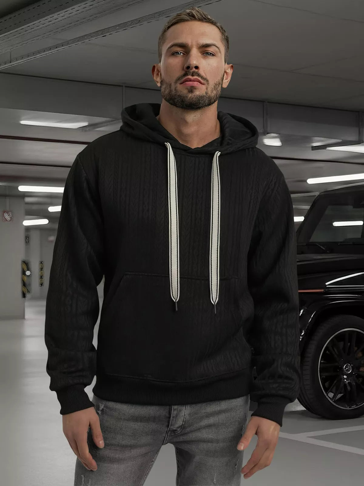 Men's black hoodie Race