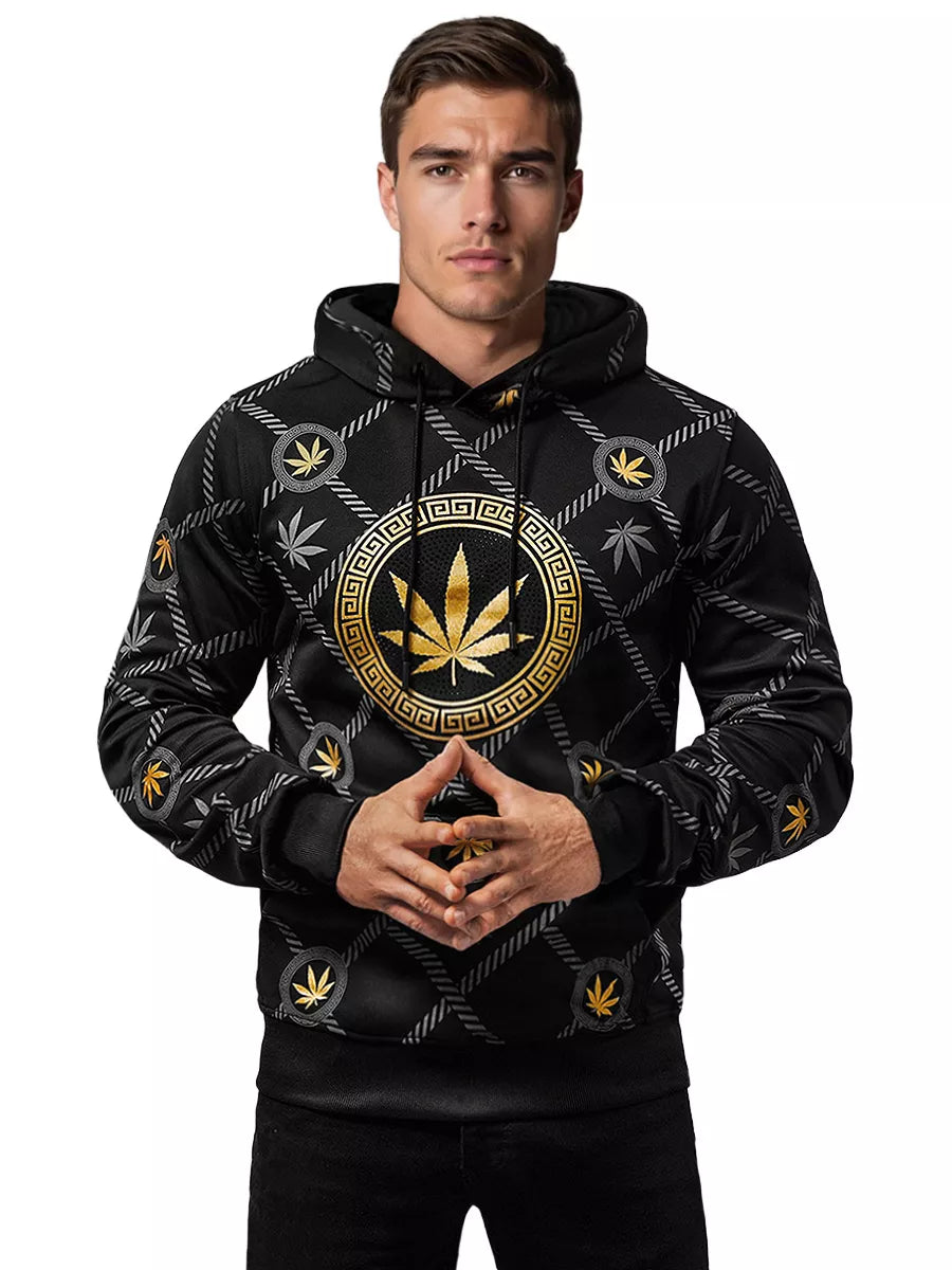 Men's black sweater with gold print Kanna