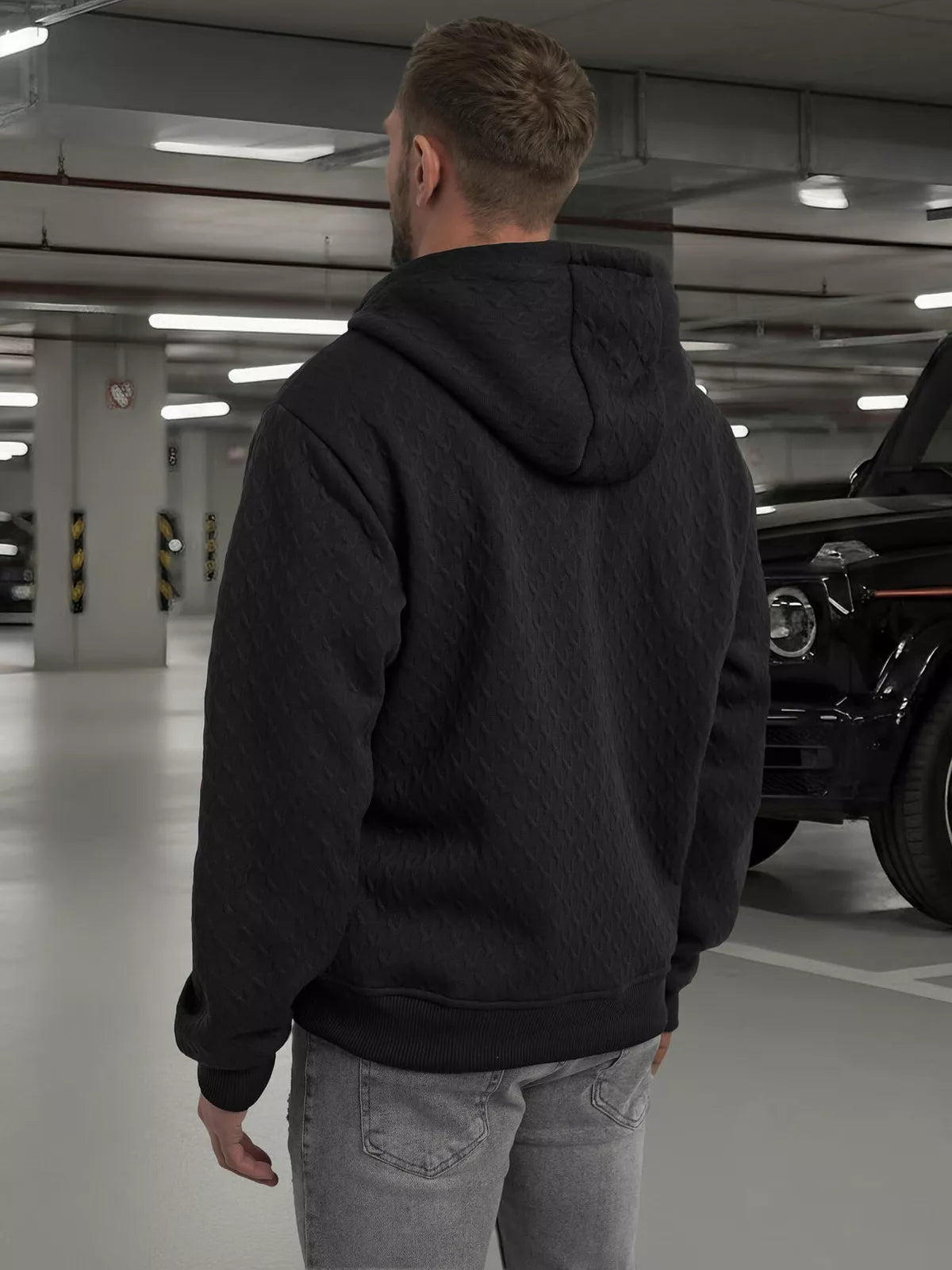 Men's black sweatshirt with a hood Sport