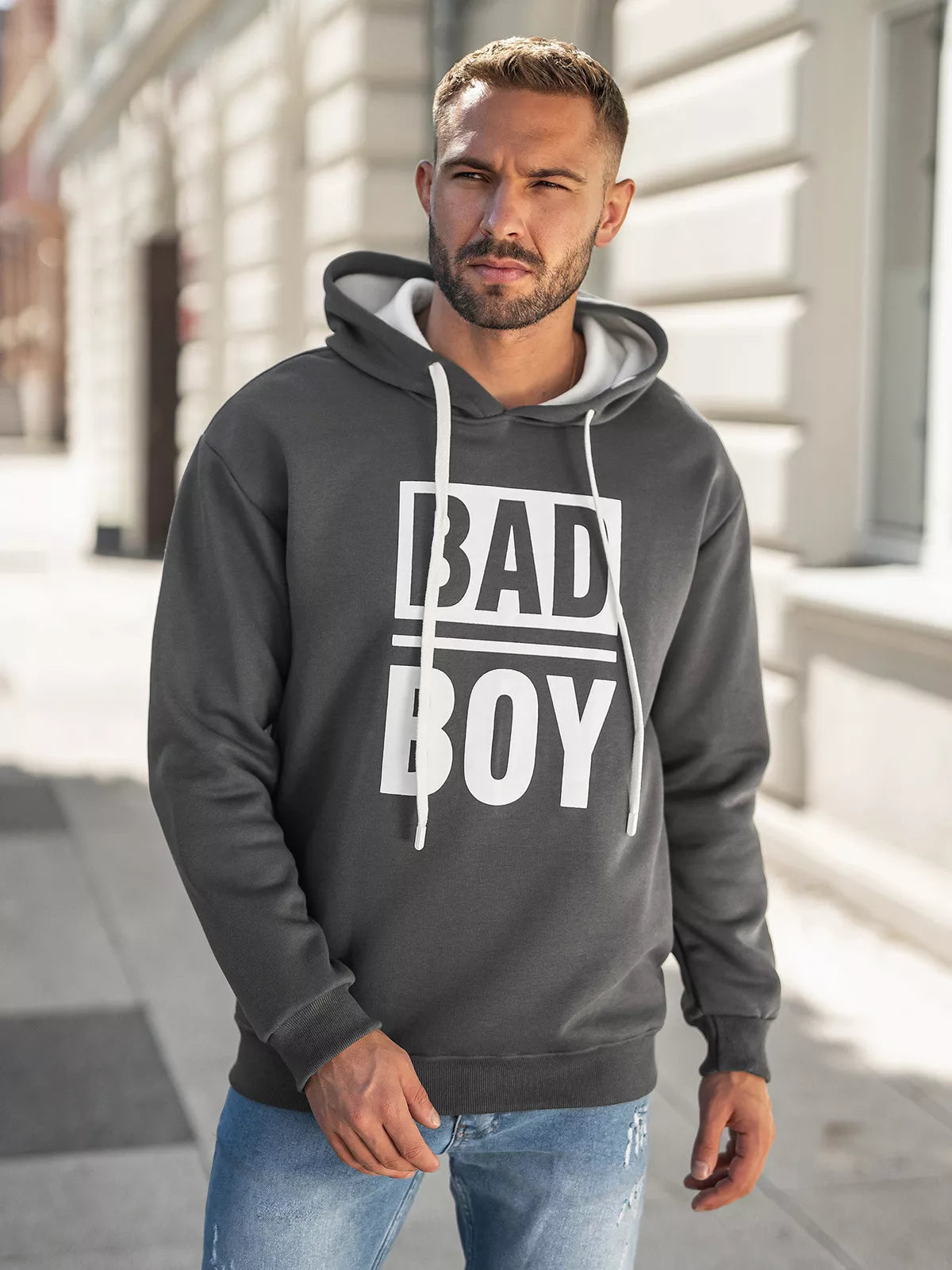 Men's dark gray hoodie Bad