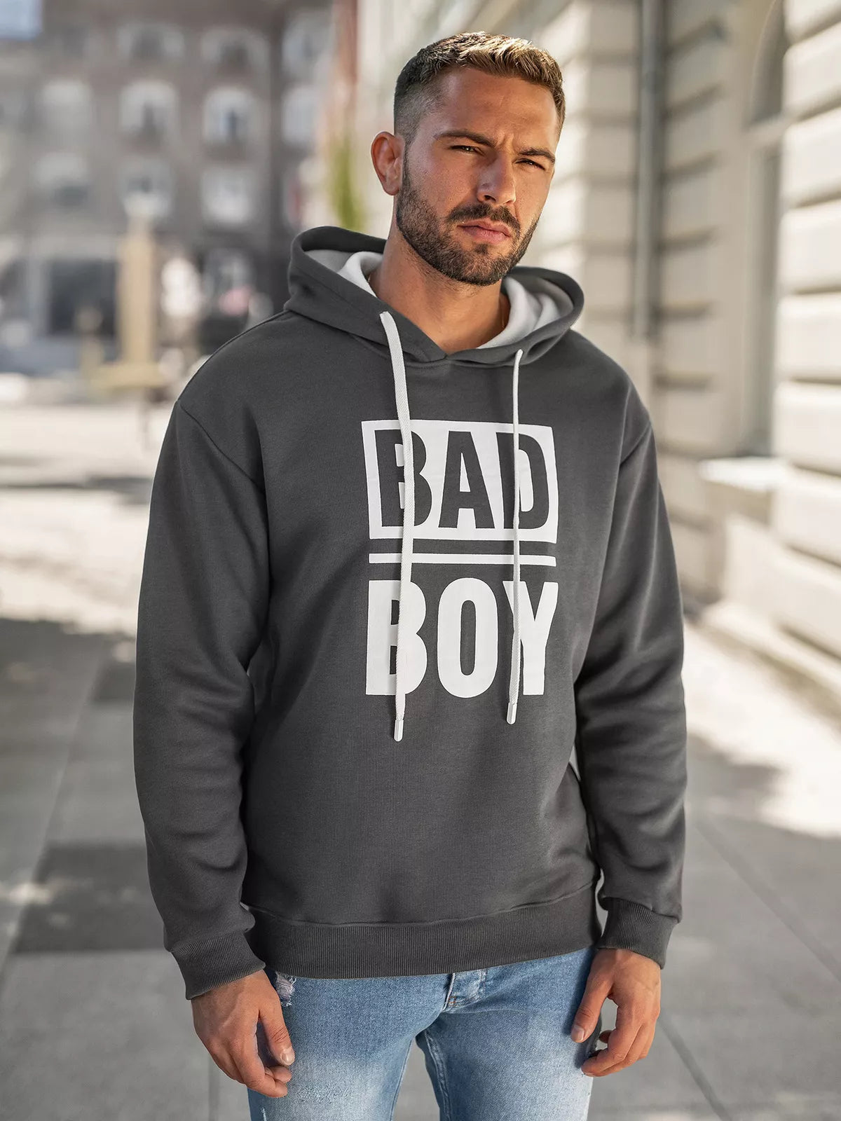 Men's dark gray hoodie Bad
