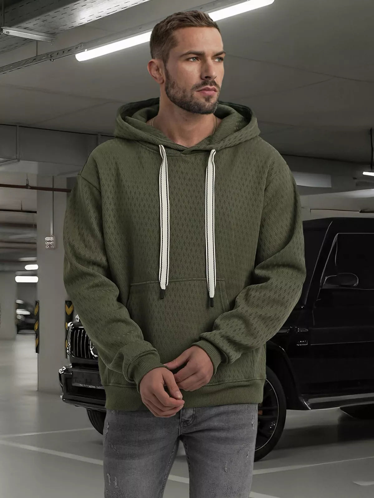 Men's khaki hoodie Carla