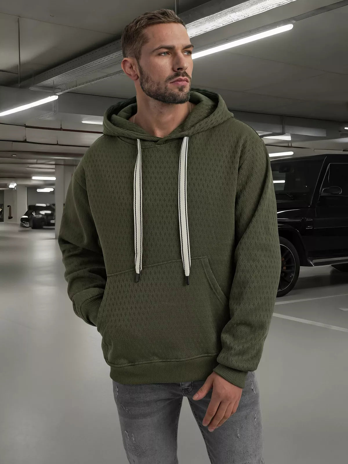 Men's khaki hoodie Carla