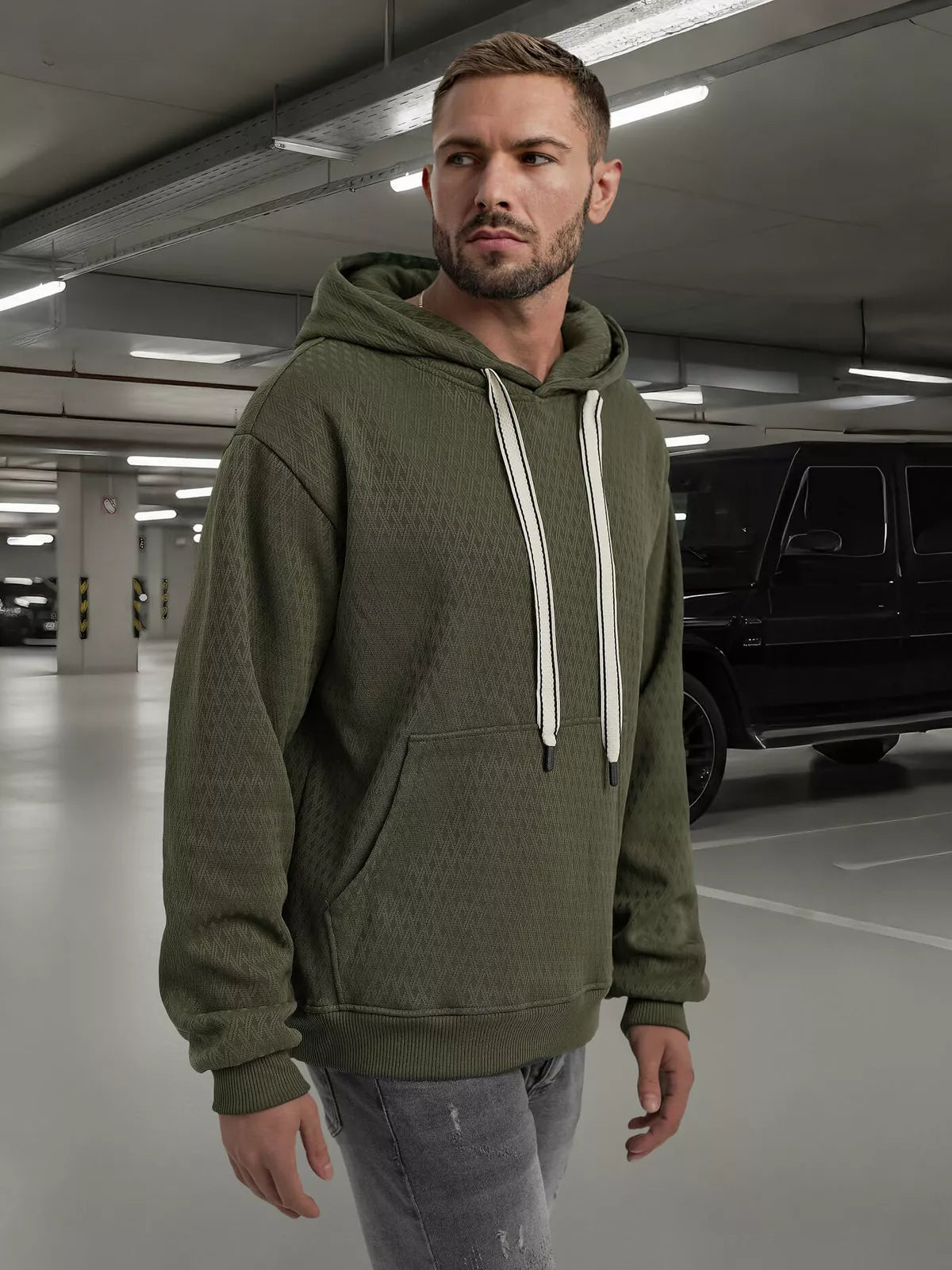 Men's khaki hoodie Carla