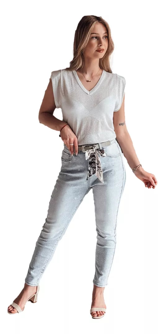 Women's light gray blouse SELFINA