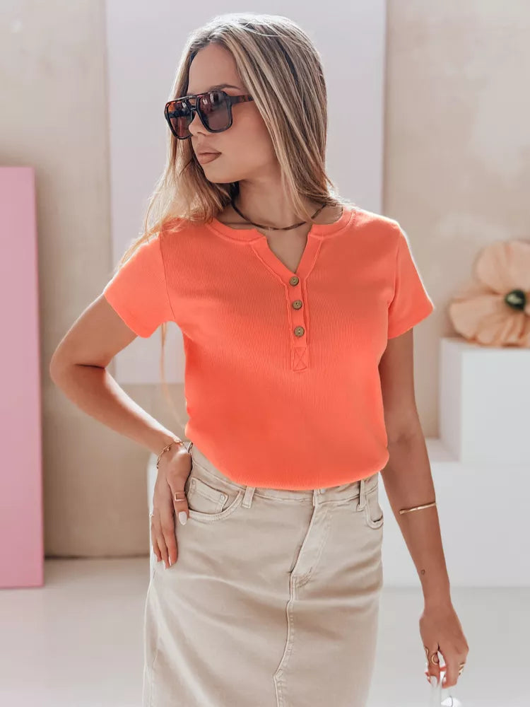 Women's coral-colored T-shirt Elin