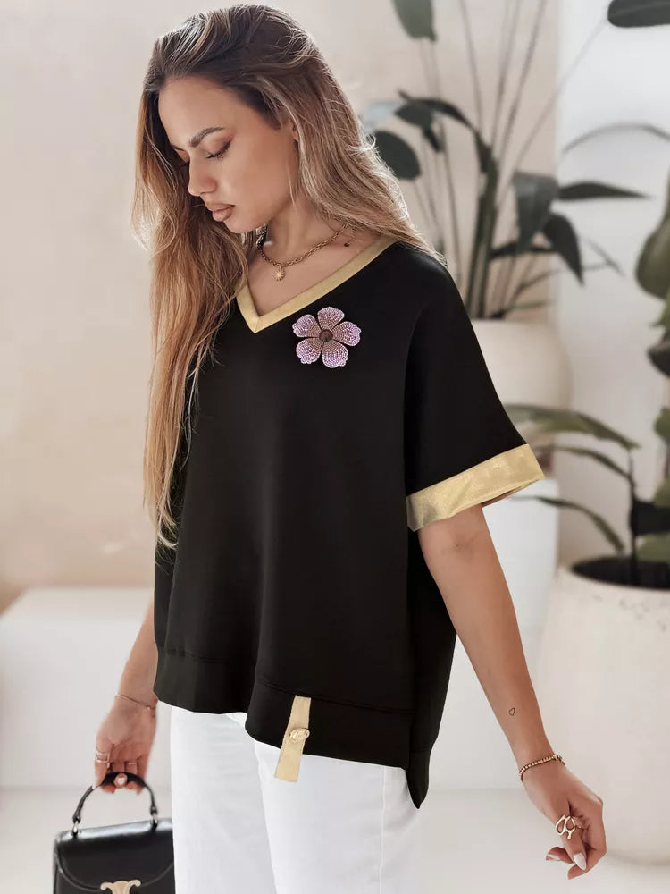 Women's oversized black T-shirt Shine