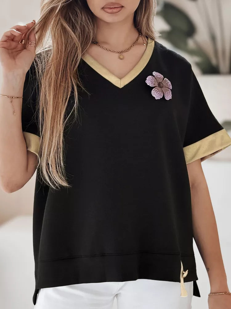 Women's oversized black T-shirt Shine